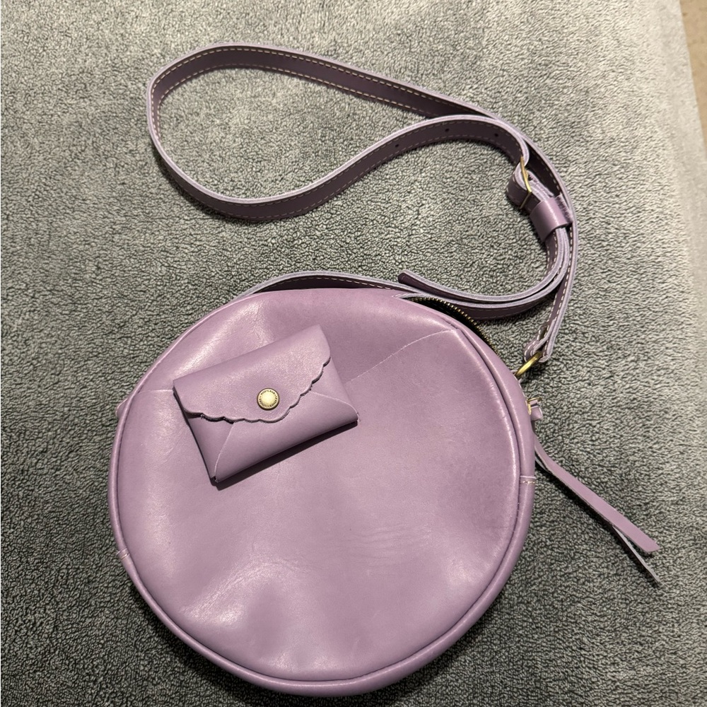 Purple Portland Leather canteen, Crossbody with matching change purse